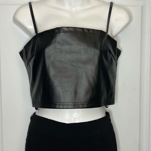 Forever 21 Faux Leather Crop Top with Zipper Back